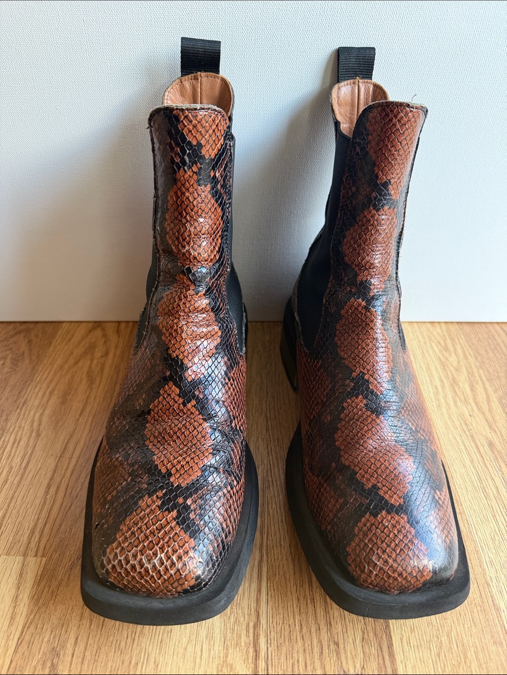 Ganni Embossed-Snakeskin Chelsea Boots